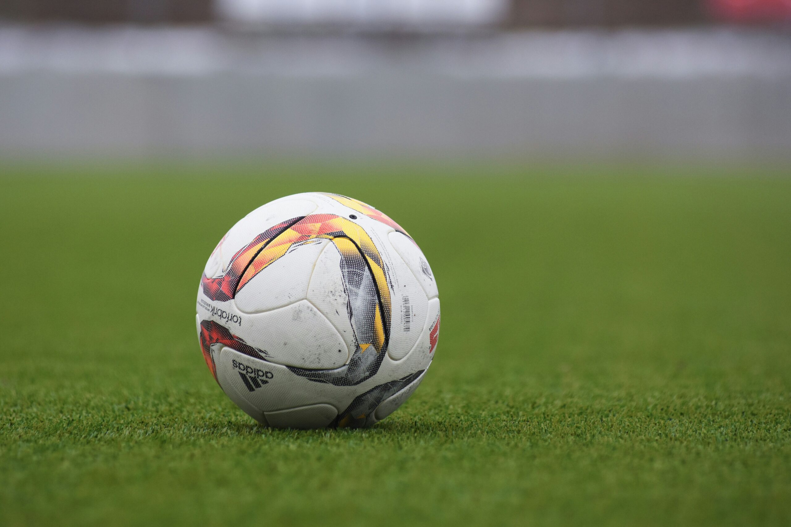 Match ball resting on the grass